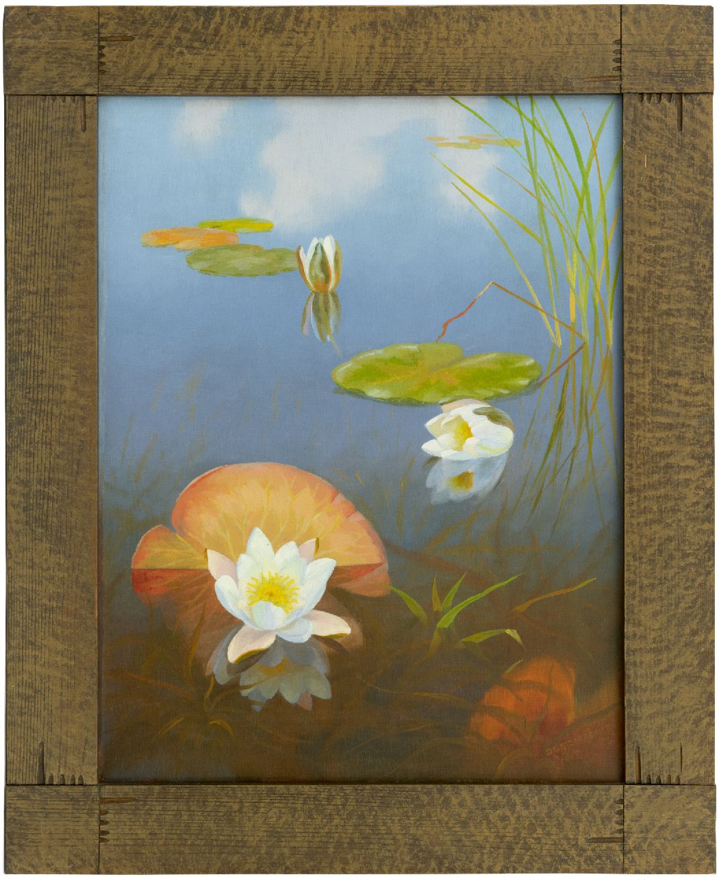 Smorenberg D.  | Dirk Smorenberg, Waterlelies in de Loosdrechtse Plassen, olieverf op doek 54,2 x 41,3 cm, gesigneerd rechtsonder