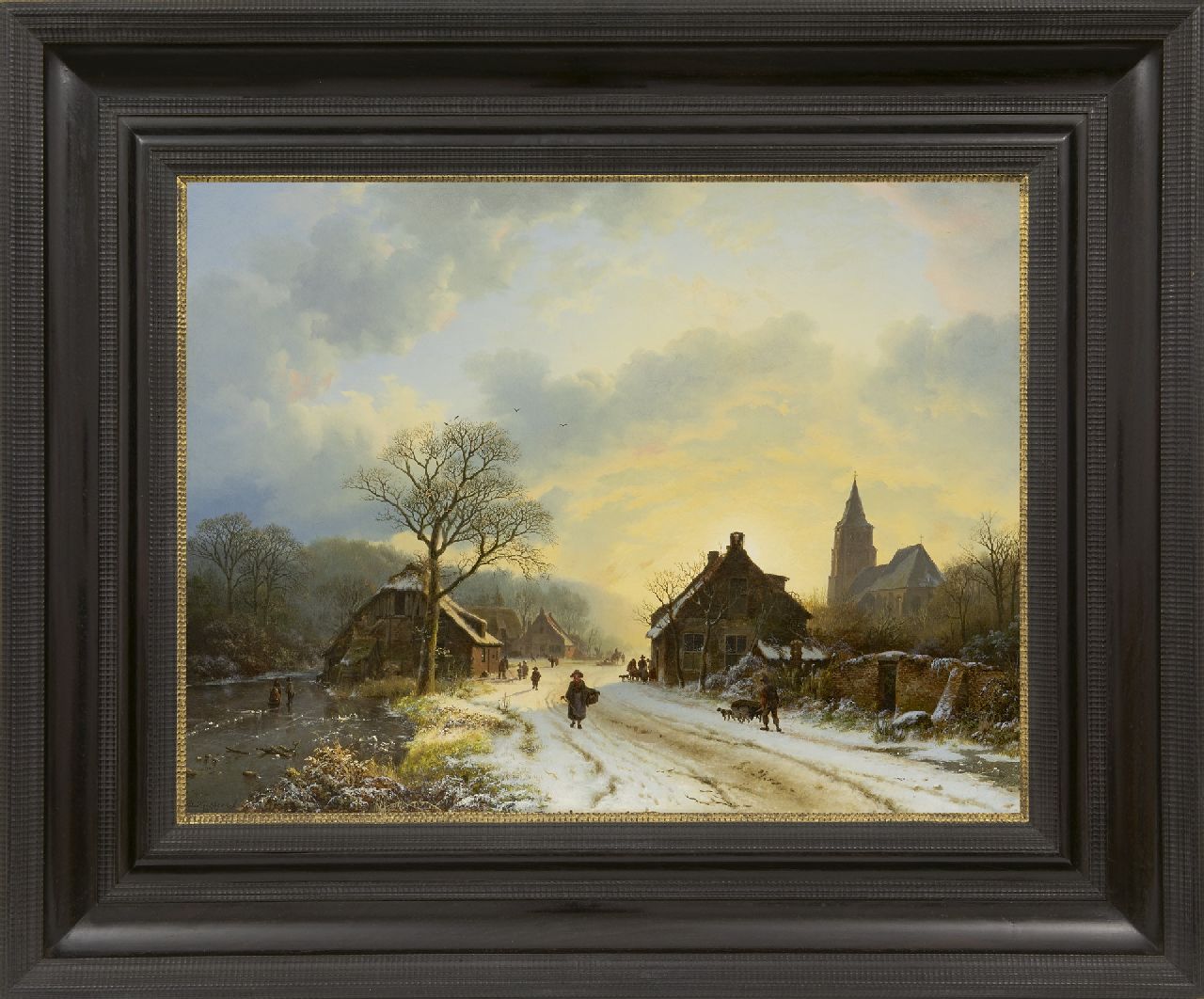 Koekkoek B.C.  | Barend Cornelis Koekkoek, Nederrijns winterlandschap met kerkje, geïnspireerd op de dorpskerk te Aerdt, olieverf op doek 39,7 x 52,4 cm, gesigneerd linksonder en gedateerd 1837 VERKOCHT