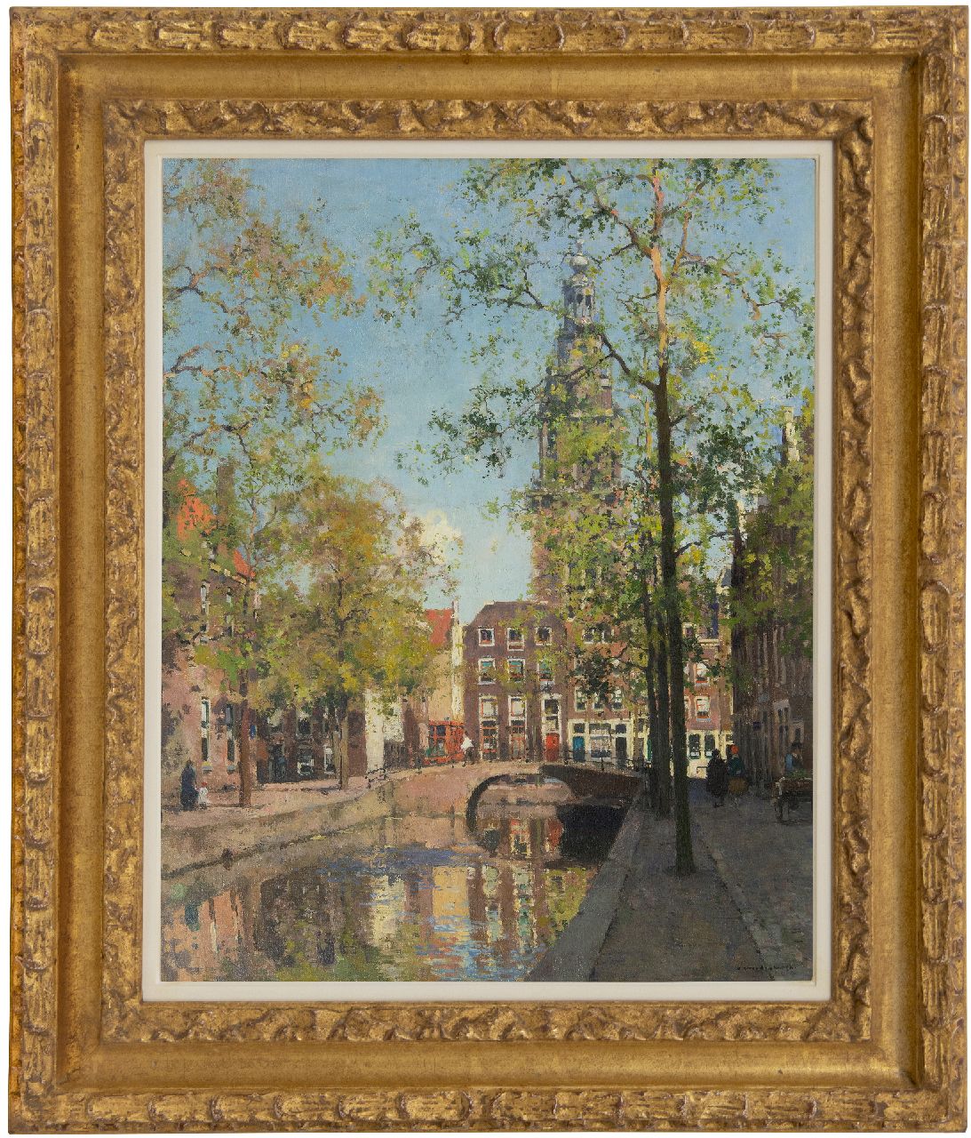 Vreedenburgh C.  | Cornelis Vreedenburgh | Schilderijen te koop aangeboden | De Groenburgwal in Amsterdam met de Zuiderkerkstoren, olieverf op doek 73,4 x 59,3 cm, gesigneerd rechtsonder