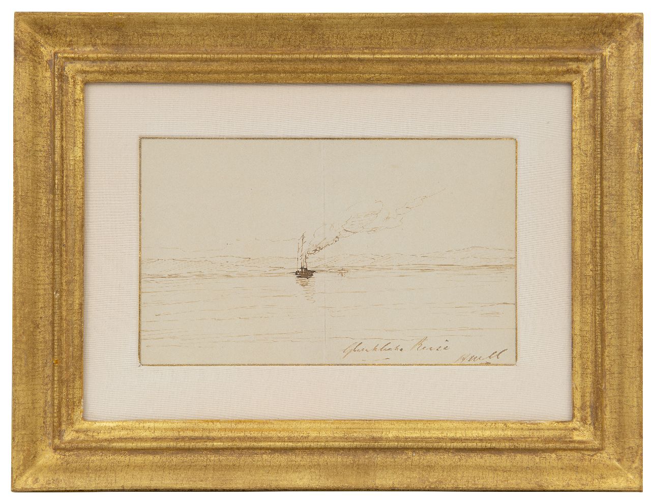 Mesdag H.W.  | Hendrik Willem Mesdag, Glückliche Reise, pen en Oost-Indische inkt op papier 11,5 x 18,5 cm, gesigneerd rechtsonder met initialen