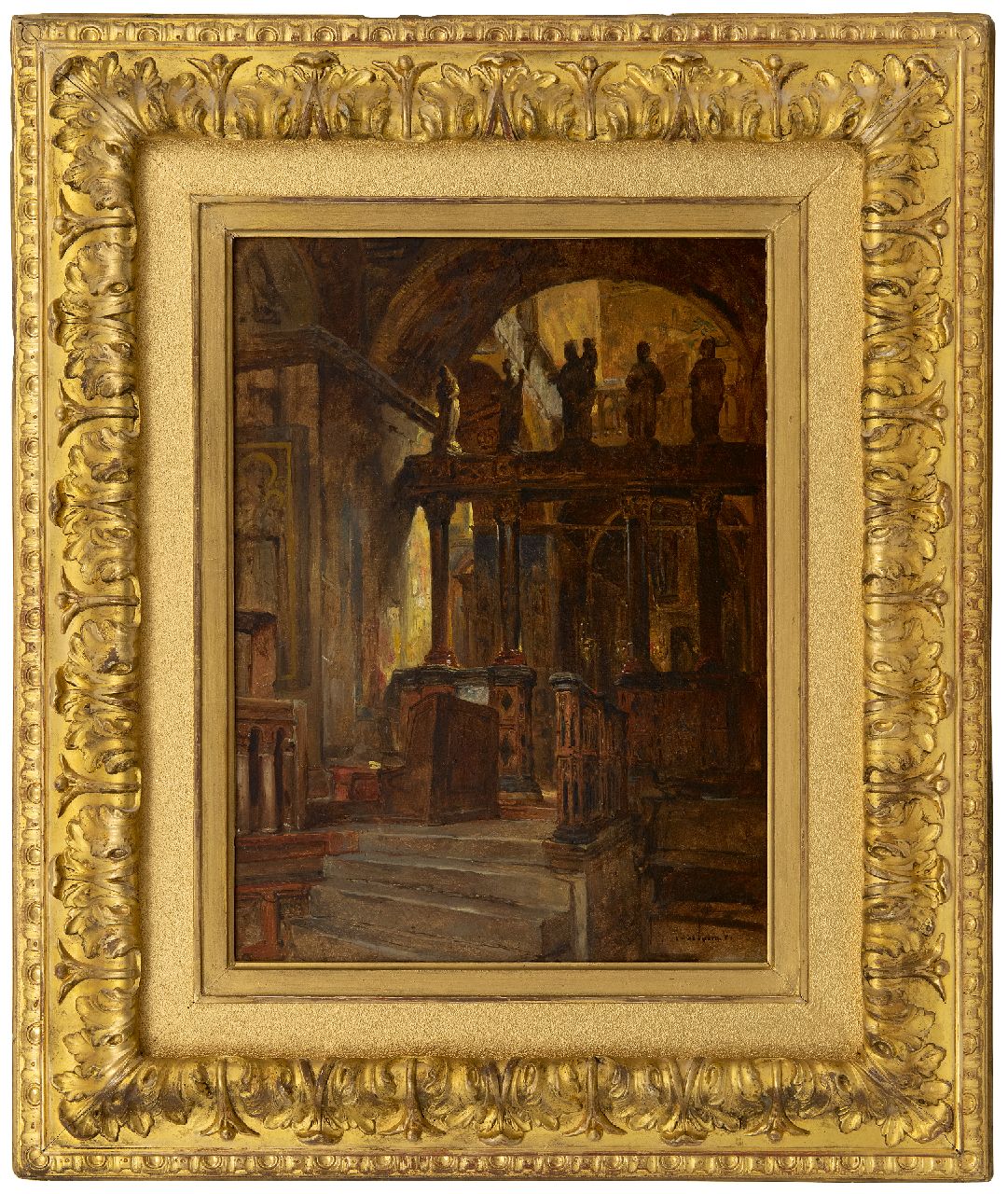 Bosboom J.  | Johannes Bosboom | Schilderijen te koop aangeboden | Interieur van een Oosters-Orthodoxe kerk  i.o., olieverf op paneel 41,9 x 31,4 cm, gesigneerd rechtsonder