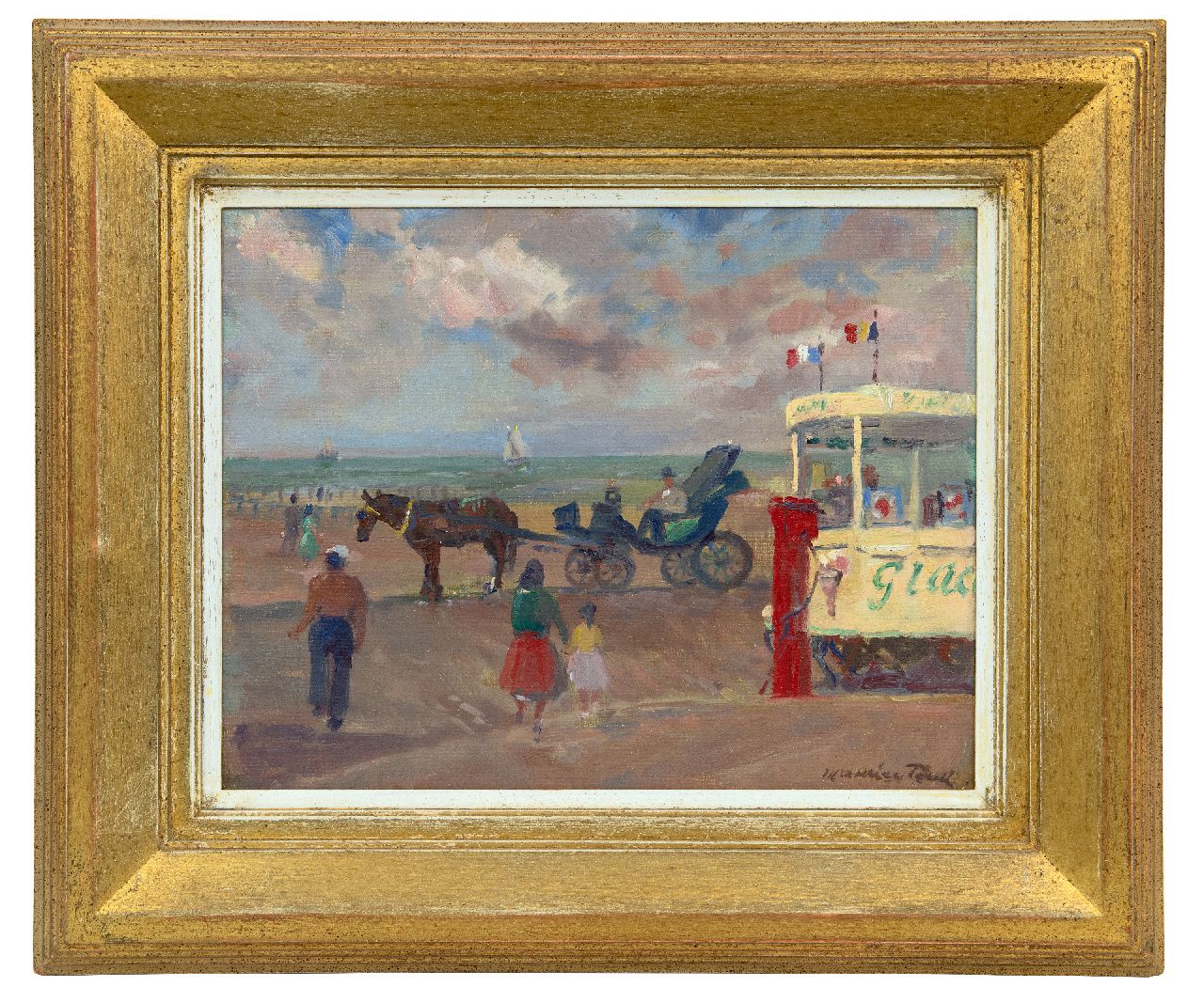 Paul M.  | Maurice Paul, IJscokar aan het strand, olieverf op doek op board 28,2 x 36,1 cm, gesigneerd rechtsonder