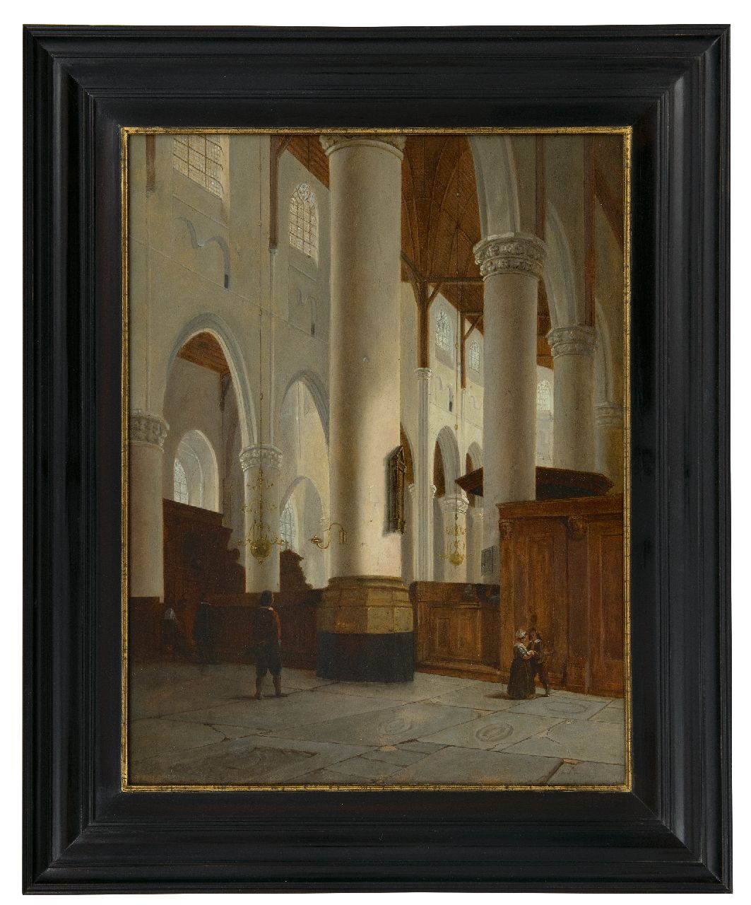 Tetar van Elven J.B.  | Jan 'Johannes' Baptist Tetar van Elven | Schilderijen te koop aangeboden | Interieur van de Laurenskerk in Rotterdam, olieverf op paneel 42,8 x 33,3 cm, gesigneerd linksonder met initialen