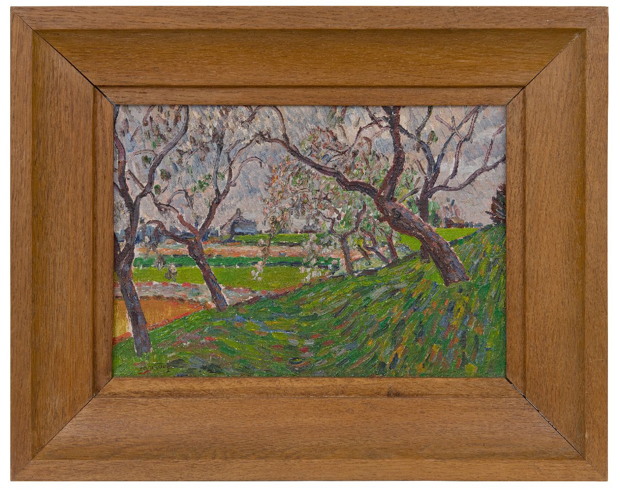 Anrooy J.A.M. van | 'Jan' Adriaan Marie van Anrooy, Landschap met bloesembomen, olieverf op doek 24,7 x 36,0 cm, gesigneerd linksonder