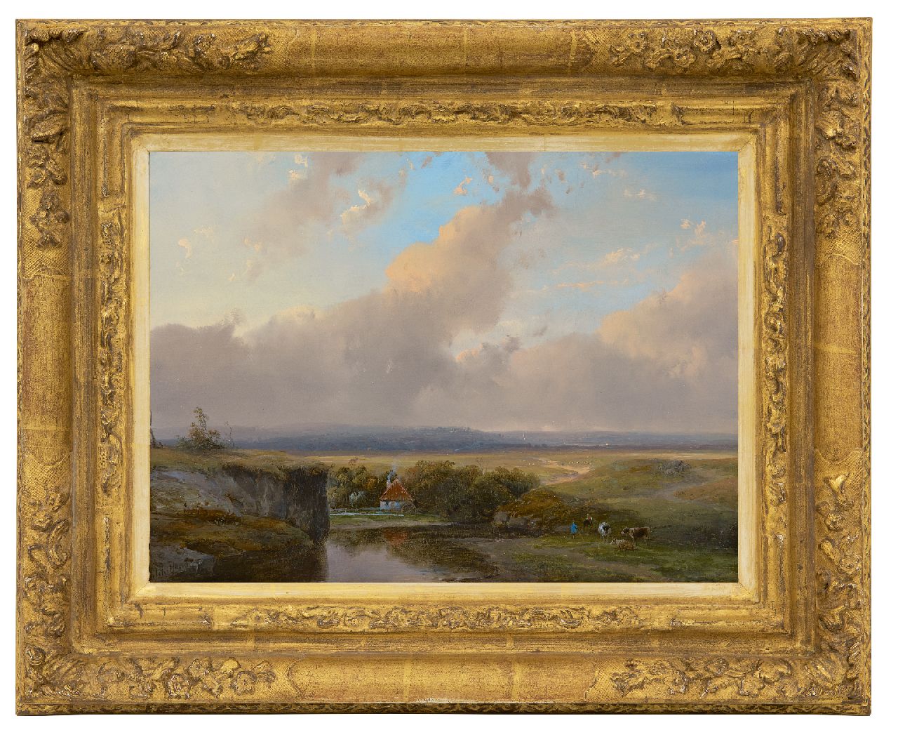 Schelfhout A.  | Andreas Schelfhout | Schilderijen te koop aangeboden | Riviervallei met watermolen, olieverf op paneel 23,3 x 31,5 cm, gesigneerd linksonder