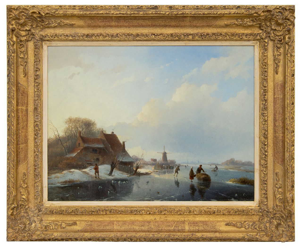 Vester W.  | Willem Vester, Heldere winterdag op het ijs, olieverf op paneel 32,6 x 43,5 cm, gesigneerd linksonder