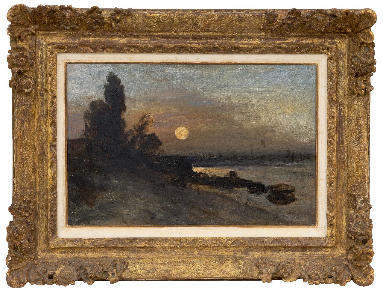 Jongkind J.B.  | Johan Barthold Jongkind, Berge au clair de lune, Hollande, olieverf op doek 27,0 x 40,9 cm, gesigneerd linksonder en te dateren ca. 1860