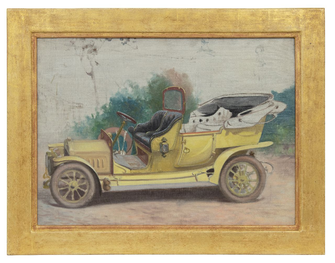 Onbekend   | Onbekend | Schilderijen te koop aangeboden | Antieke auto, olieverf op doek 48,1 x 66,0 cm