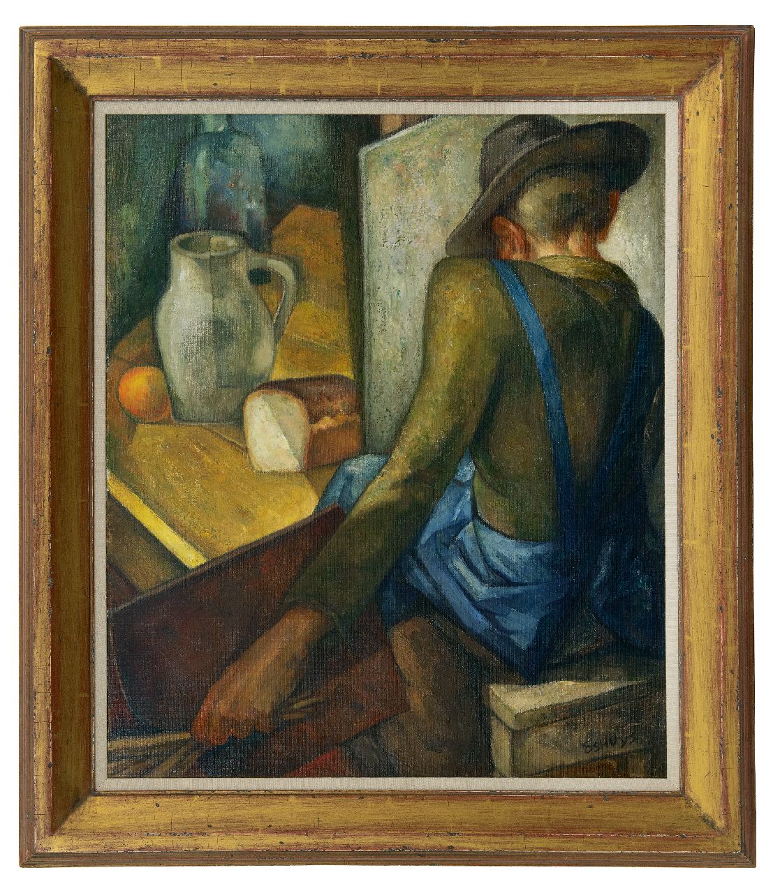 Eshuijs H.J.  | Hendrikus Jacobus Eshuijs | Schilderijen te koop aangeboden | De schilder in zijn atelier, olieverf op doek 65,2 x 55,0 cm, gesigneerd rechtsonder en zonder lijst
