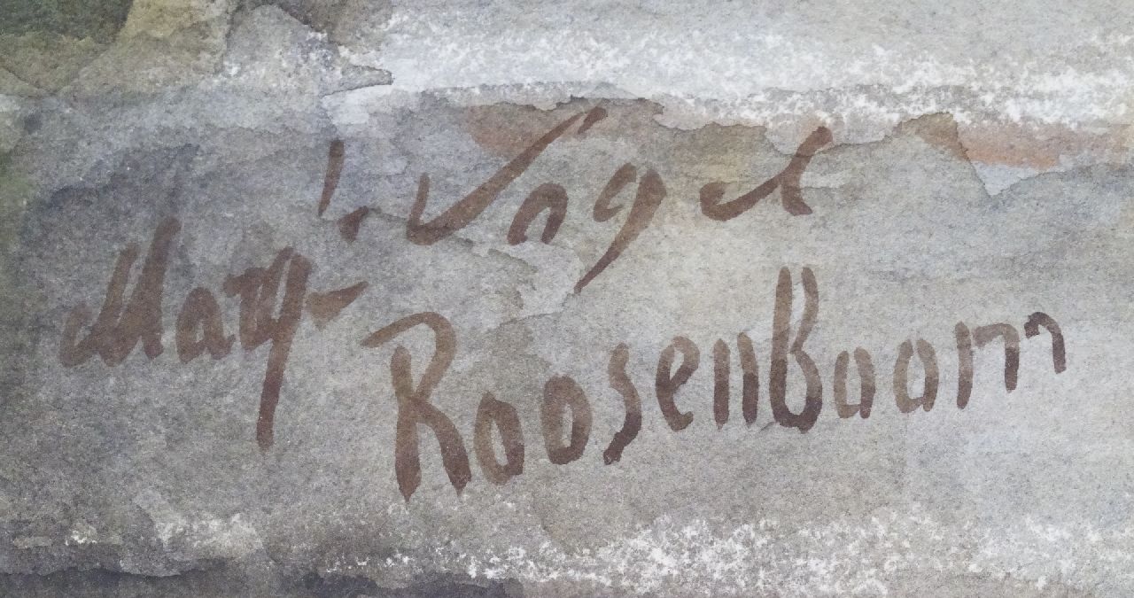 Margaretha Roosenboom signaturen Roze rozen op stenen plint