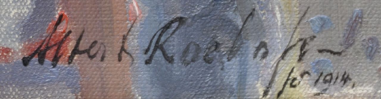 Albert Roelofs signaturen Tjieke, zittend aan een tafel