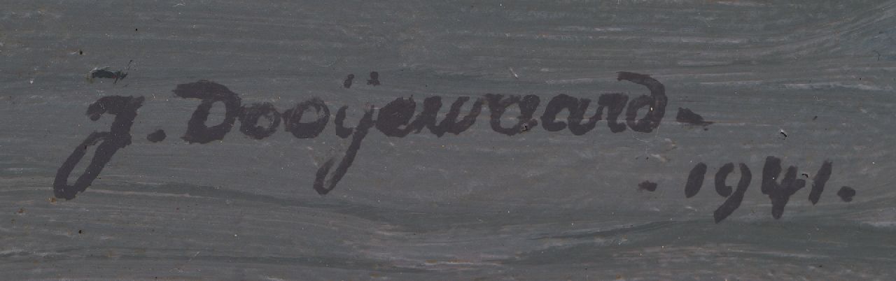 Jaap Dooijewaard signaturen Gezicht op Elvehavn, Trondheim