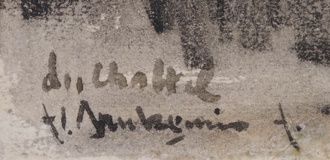 Floris Arntzenius signaturen F.J. van Rossum du Chattel en J.A. Frederiks aan het kaarten in Pulchri