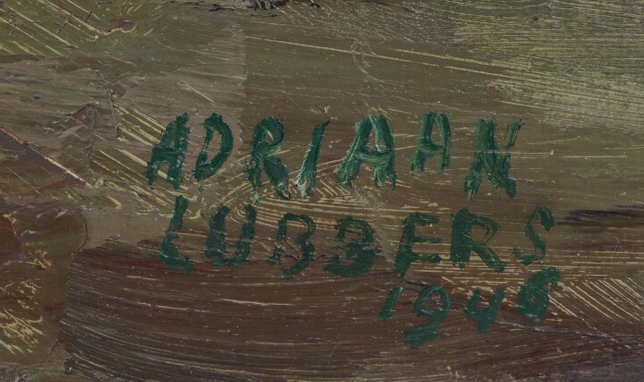 Adriaan Lubbers signaturen Bloemstilleven in aardewerken vaas