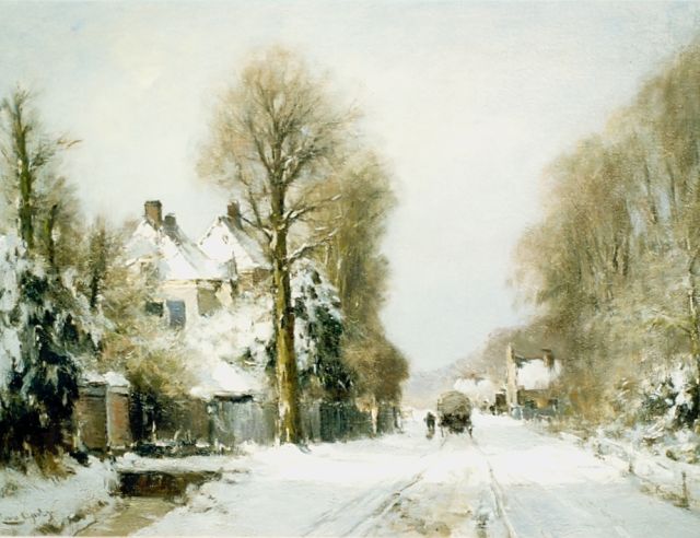 Apol L.F.H.  | Gezicht op Rijksstraatweg in winters Den Haag, olieverf op doek 55,0 x 76,5 cm, gesigneerd l.o.
