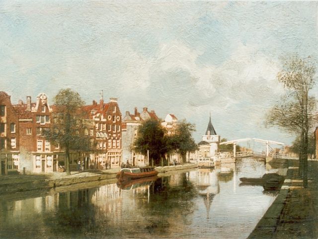 Karel Klinkenberg | De Prins Hendrikkade met de Schreierstoren te Amsterdam, olieverf op paneel, 20,0 x 27,0 cm, gesigneerd r.o.