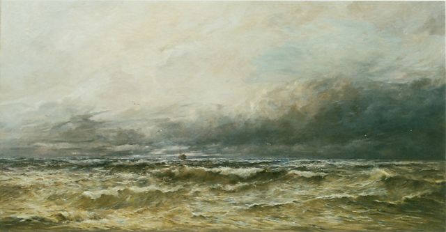 Henri Arden | Onstuimig weer op de Noordzee, olieverf op doek, 90,0 x 170,0 cm, gesigneerd r.o.