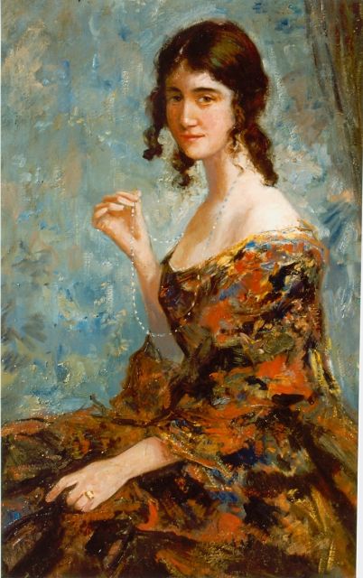 Simon Maris | Portret van jonge vrouw, olieverf op doek, 99,0 x 62,0 cm, gesigneerd l.b.