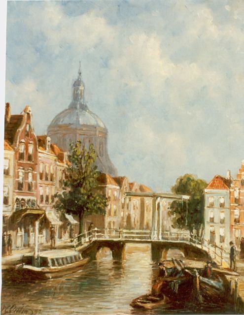 Petrus Gerardus Vertin | Gezicht op de Marekerk, Leiden, olieverf op paneel, 22,0 x 17,7 cm, gesigneerd l.o. en gedateerd '92
