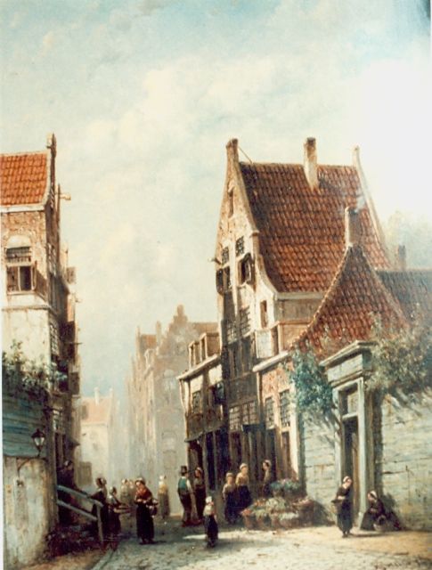 Petrus Gerardus Vertin | Bedrijvigheid in Hollands stadje, olieverf op paneel, 41,2 x 31,5 cm, gesigneerd r.o. en gedateerd '69