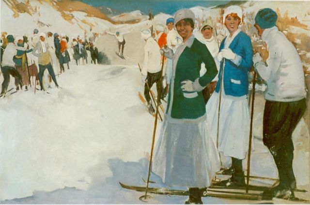Hem P. van der | Skiën, olieverf op doek 49,6 x 64,5 cm, gesigneerd r.o.