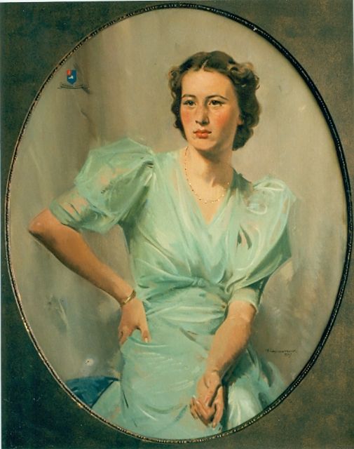 Hem P. van der | Portret van een vrouw, olieverf op doek 100,0 x 77,0 cm, gesigneerd r.o.