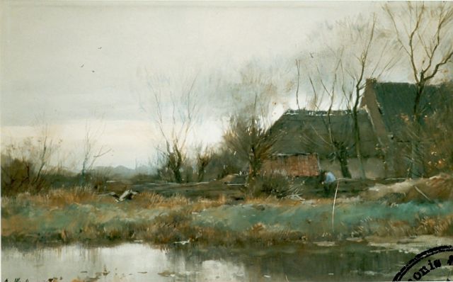 Windt Ch. van der | Gezicht op de boerderij, aquarel op papier 37,3 x 63,0 cm, gesigneerd r.o.