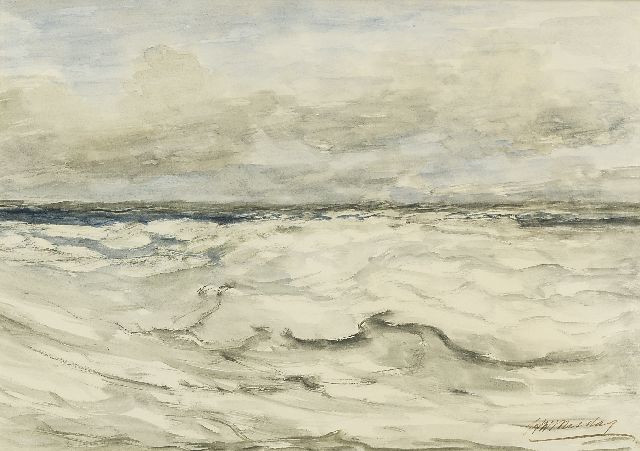 Hendrik Willem Mesdag | Zeegezicht, aquarel op papier, 36,7 x 52,1 cm, gesigneerd r.o.