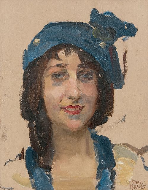 Isaac Israels | Lachende jonge vrouw, olieverf op paneel, 27,0 x 21,3 cm, gesigneerd r.o.