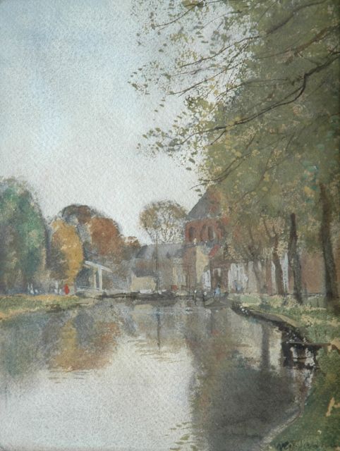 Jansen W.G.F.  | Vaartje met ophaalbrug, aquarel op papier 29,1 x 22,8 cm, gesigneerd r.o.