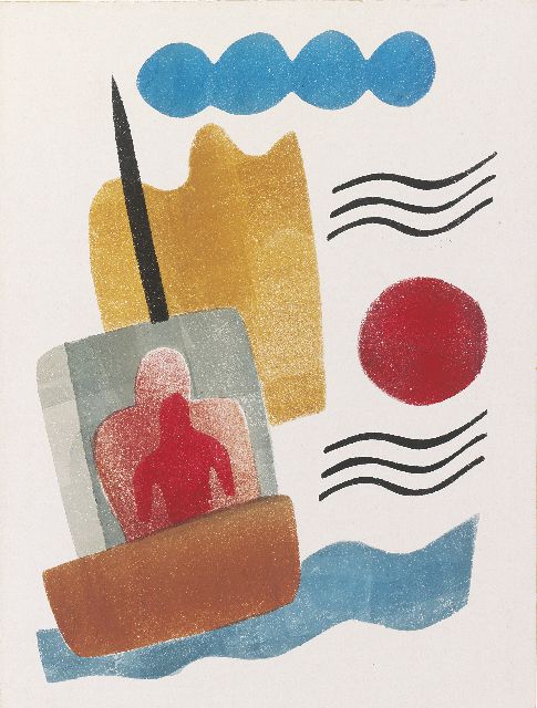 Hendrik Werkman | De Schipper, sjabloon, inktrol, drukinkt op papier, 32,7 x 25,0 cm, te dateren 1935-1936
