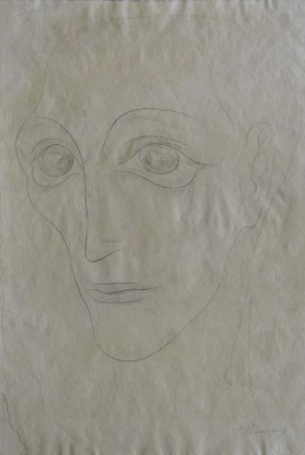 Jacob Bendien | Mannenkop, potlood op papier, 41,0 x 27,9 cm, gesigneerd r.o.
