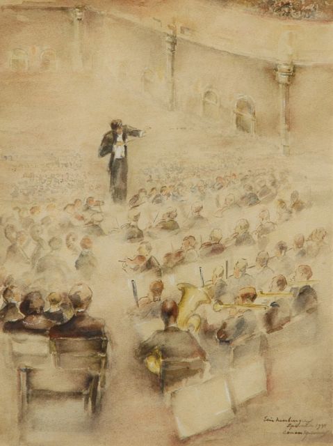 Neuburger E.  | In het concertgebouw, Amsterdam, aquarel op papier 40,0 x 30,0 cm, gesigneerd r.o. en gedateerd september 1941