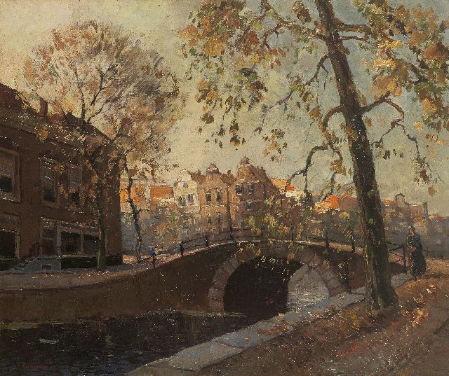 Aris Knikker | Stadsgezicht met brug, Amsterdam, olieverf op doek, 46,4 x 55,3 cm, gesigneerd l.o.