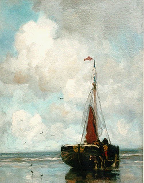 Jacob Maris | Bomschuit op het Scheveningse strand, olieverf op doek, 104,2 x 77,5 cm, gesigneerd r.o.