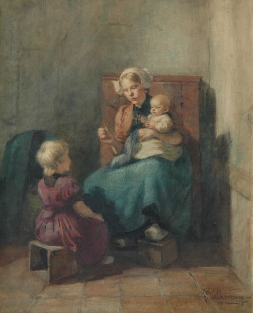 Valkenburg H.  | De jonge moeder, aquarel op papier 50,9 x 41,7 cm, gesigneerd r.o.