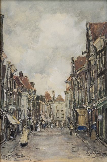 Heuff H.D.  | De Gasthuisstraat, Gorinchem, aquarel en gouache op papier 20,5 x 14,0 cm, gesigneerd l.o.