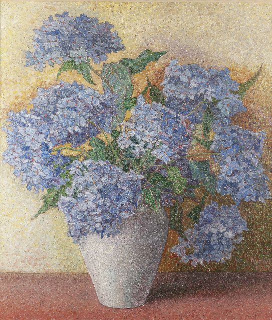 Jakob Nieweg | Hortensia's, olieverf op doek, 85,5 x 75,0 cm, gesigneerd r.o. en gedateerd 1926
