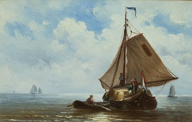 Albert Jurardus van Prooijen | Hooitjalk op de Zuiderzee, olieverf op paneel, 15,4 x 23,5 cm, gesigneerd r.o.
