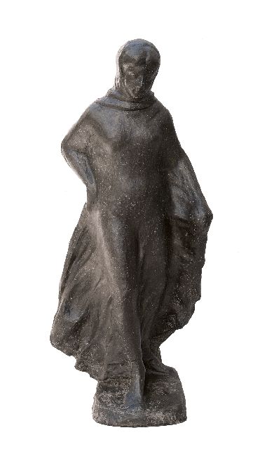 Onbekend   | Schrijdende vrouw, brons 43,5 x 20,0 cm, gesigneerd met monogram 'A.S.' en gedateerd '31