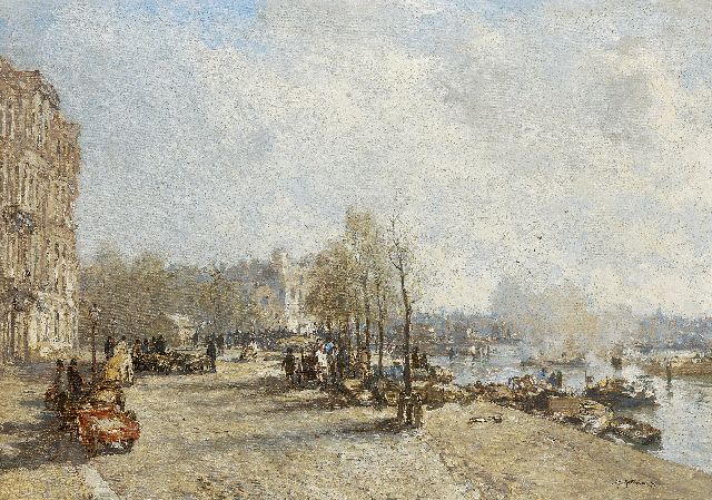 Mastenbroek J.H. van | Oudehaven met zicht op Haringvliet, Rotterdam, olieverf op doek 64,6 x 90,3 cm, gesigneerd r.o. en op spieraam op resten van etiket en gedateerd 1907