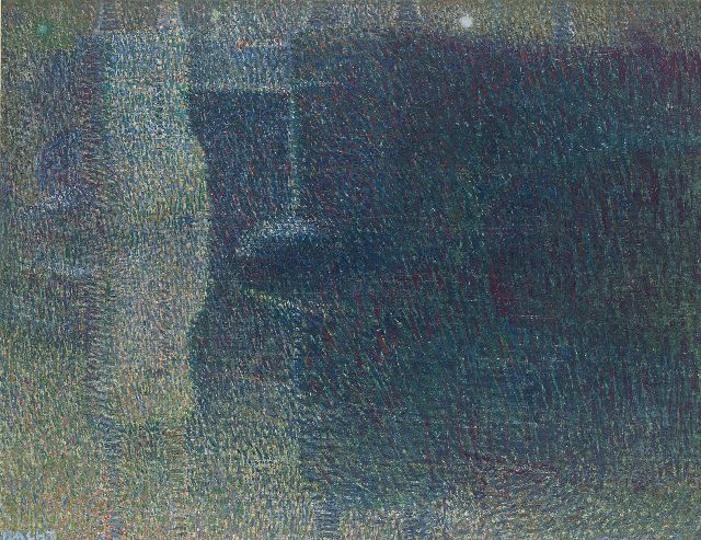 Leo Gestel | Nacht (Amstelbrug over Amstel in Amsterdam), olieverf op doek, 52,0 x 64,8 cm, gesigneerd r.o. en gedateerd '08