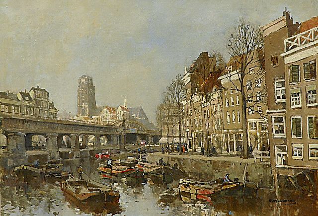 Herman Cornelis Adolf Paradies | Gezicht op de Kolk in Rotterdam, olieverf op doek, 50,0 x 69,5 cm, gesigneerd r.o.