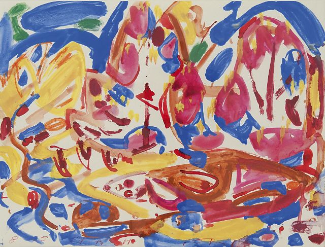 Jan Jordens | Compositie, gouache op papier, 24,5 x 32,5 cm, gesigneerd r.v.h.m. en gedateerd 8 5 59 AM
