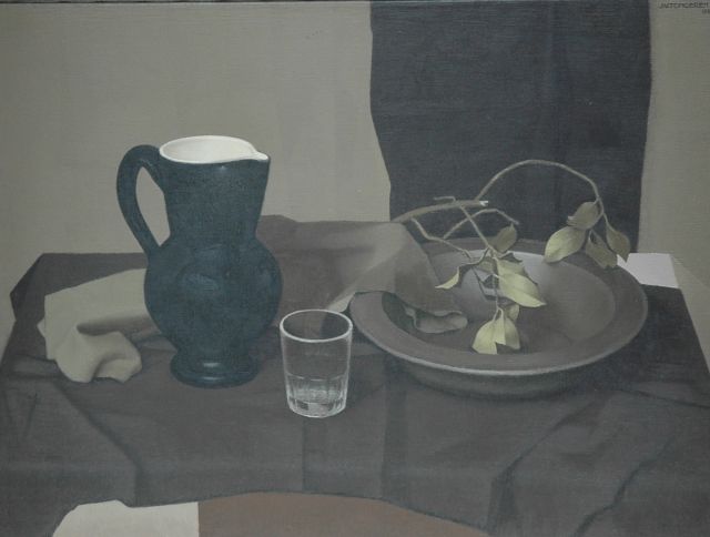 Jan van Tongeren | Tinnen schaal met kan, olieverf op doek, 60,0 x 79,6 cm, gesigneerd r.b.
