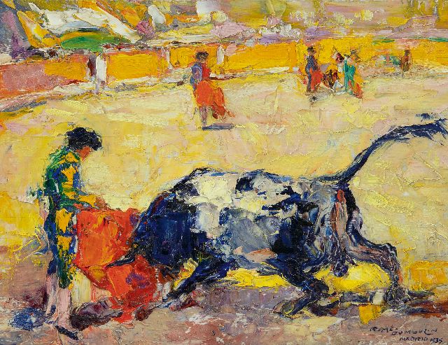 Roméo Dumoulin | Het stierengevecht, olieverf op doek, 17,2 x 22,3 cm, gesigneerd r.o. en gedateerd 1935