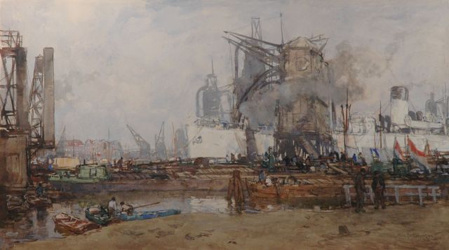 Mastenbroek J.H. van | De witte boot, aquarel en gouache op papier 60,0 x 102,0 cm, gesigneerd r.o. en gedateerd 1914