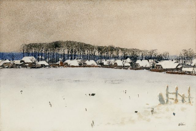 Witsen W.A.  | Winter te Ede, aquarel op papier 36,9 x 54,2 cm, gesigneerd r.o. en te dateren ca. 1895