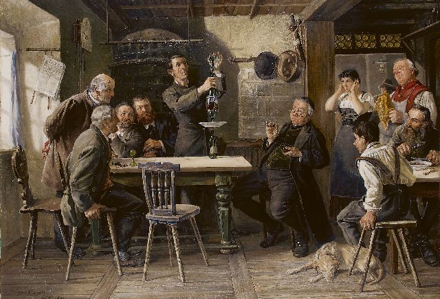 Kleinert J.E.  | Een kunststuk van wijn en wijnglazen, olieverf op doek 70,1 x 100,1 cm, gesigneerd l.o. en gedateerd 1886 'München'