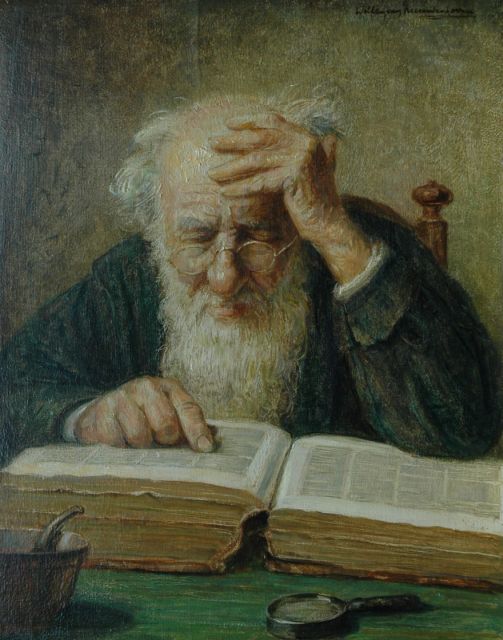 Willem van Nieuwenhoven | Wijze oude man, olieverf op paneel, 30,0 x 24,1 cm, gesigneerd r.b.